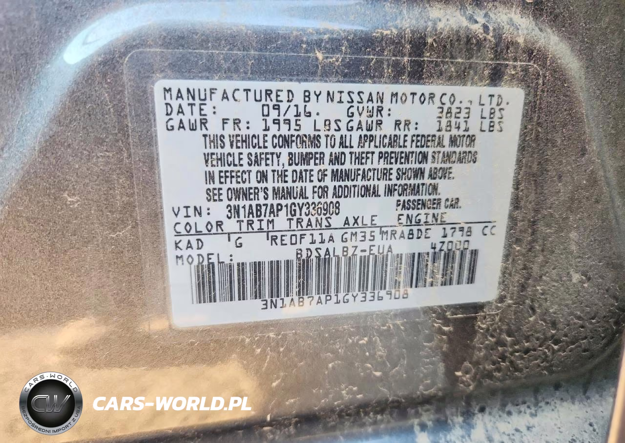 2016 Nissan Sentra S VIN:3N1AB7AP1GY336908 - 12