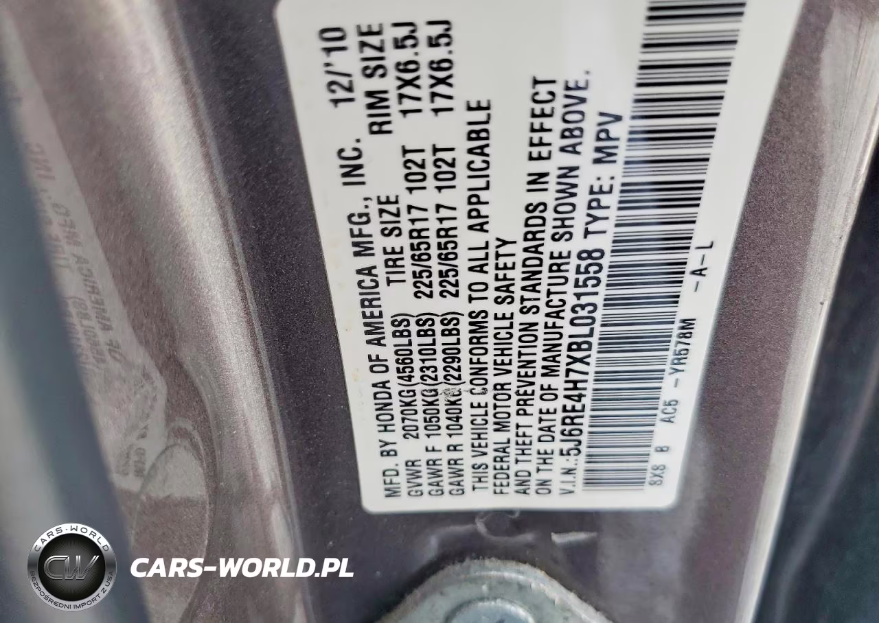 2011 Honda Cr-V Exl VIN:5J6RE4H7XBL031558 - 13