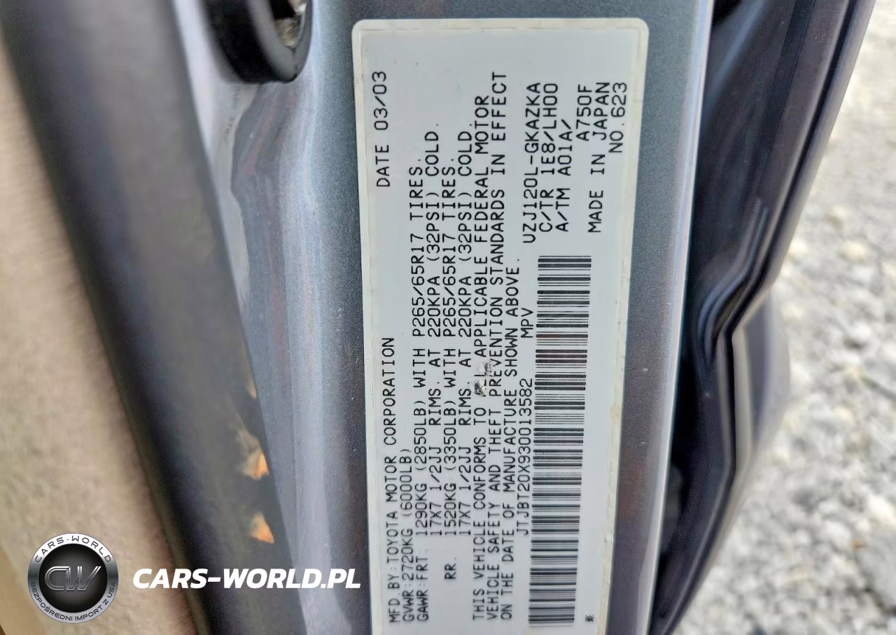 2003 Lexus Gx 470 VIN:JTJBT20X930013582 - 13