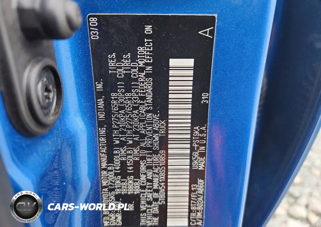 2008 Toyota Tundra Grade VIN:5TBDV541X8S510859 - 12