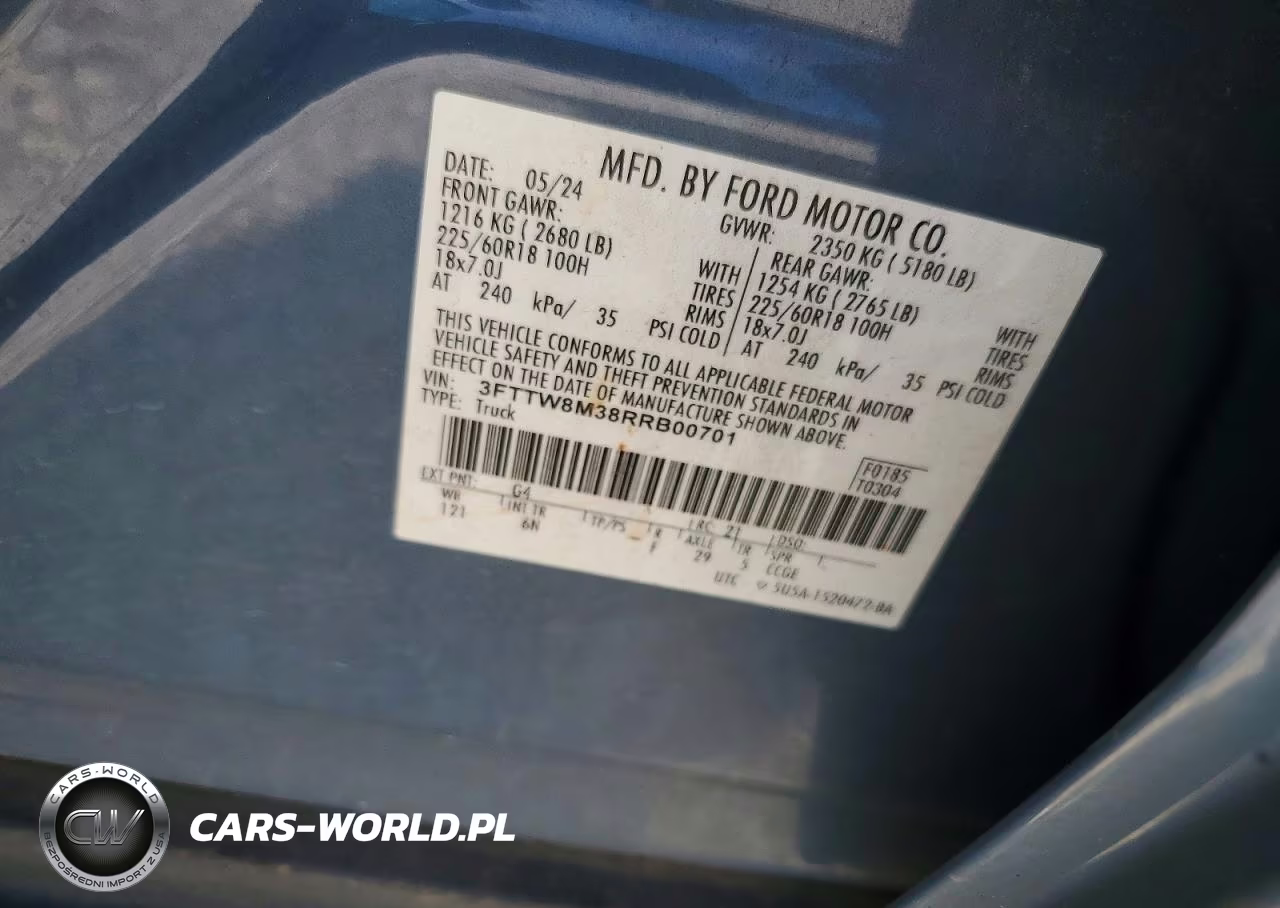 2024 Ford Maverick Lariat VIN:3FTTW8M38RRB00701 - 13
