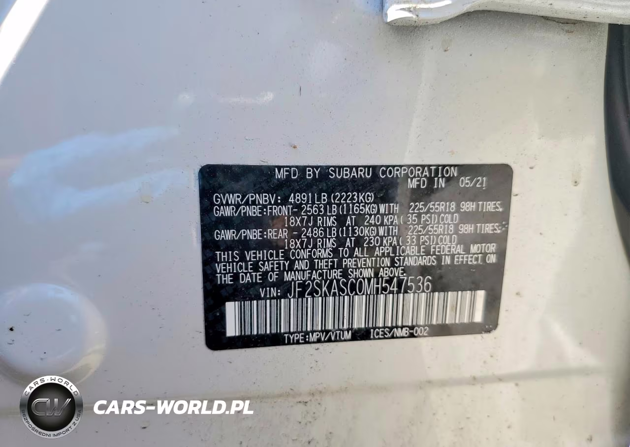 2021 Subaru Forester Limited VIN:JF2SKASC0MH547536 - 14