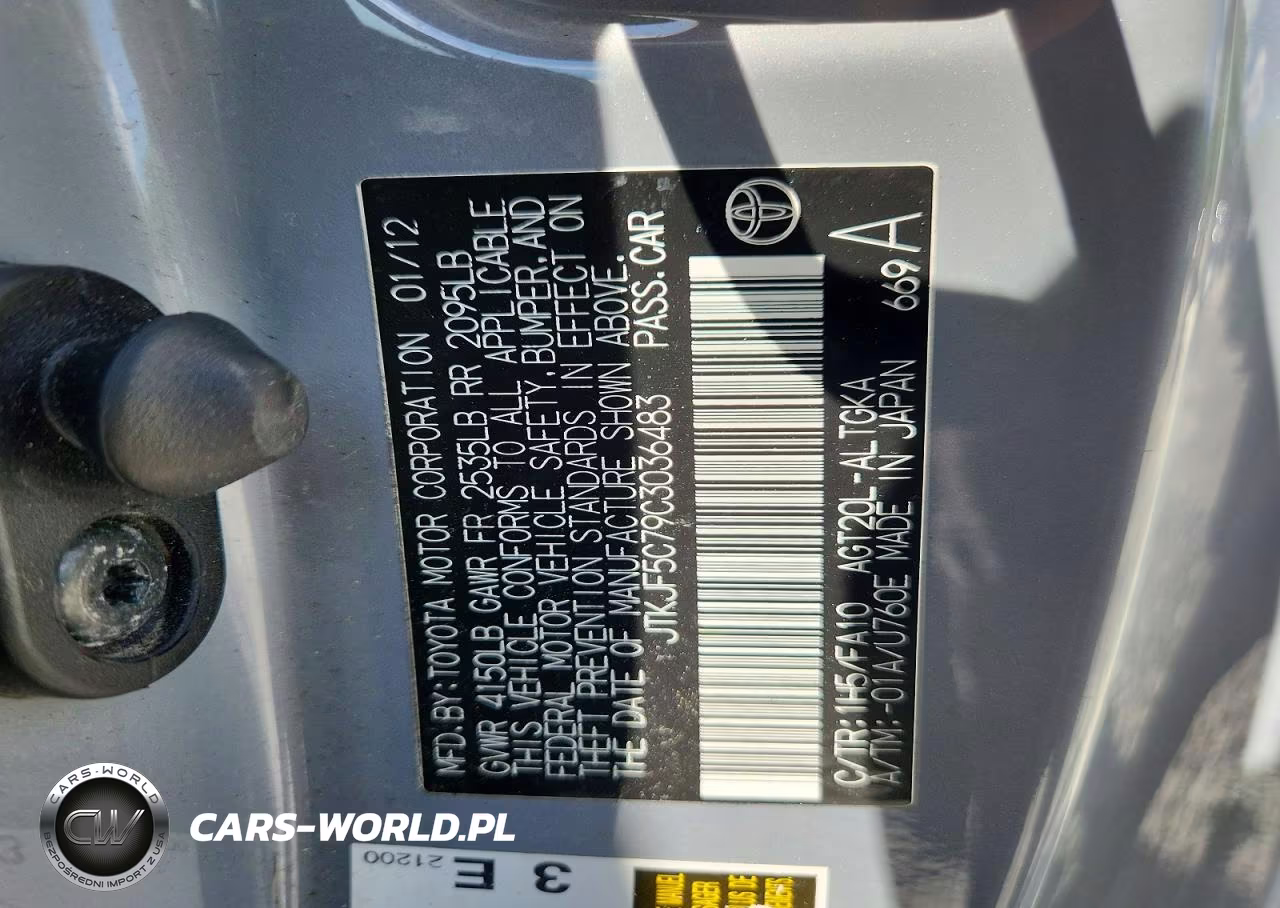 2012 Scion Tc Base VIN:JTKJF5C79C3036483 - 12