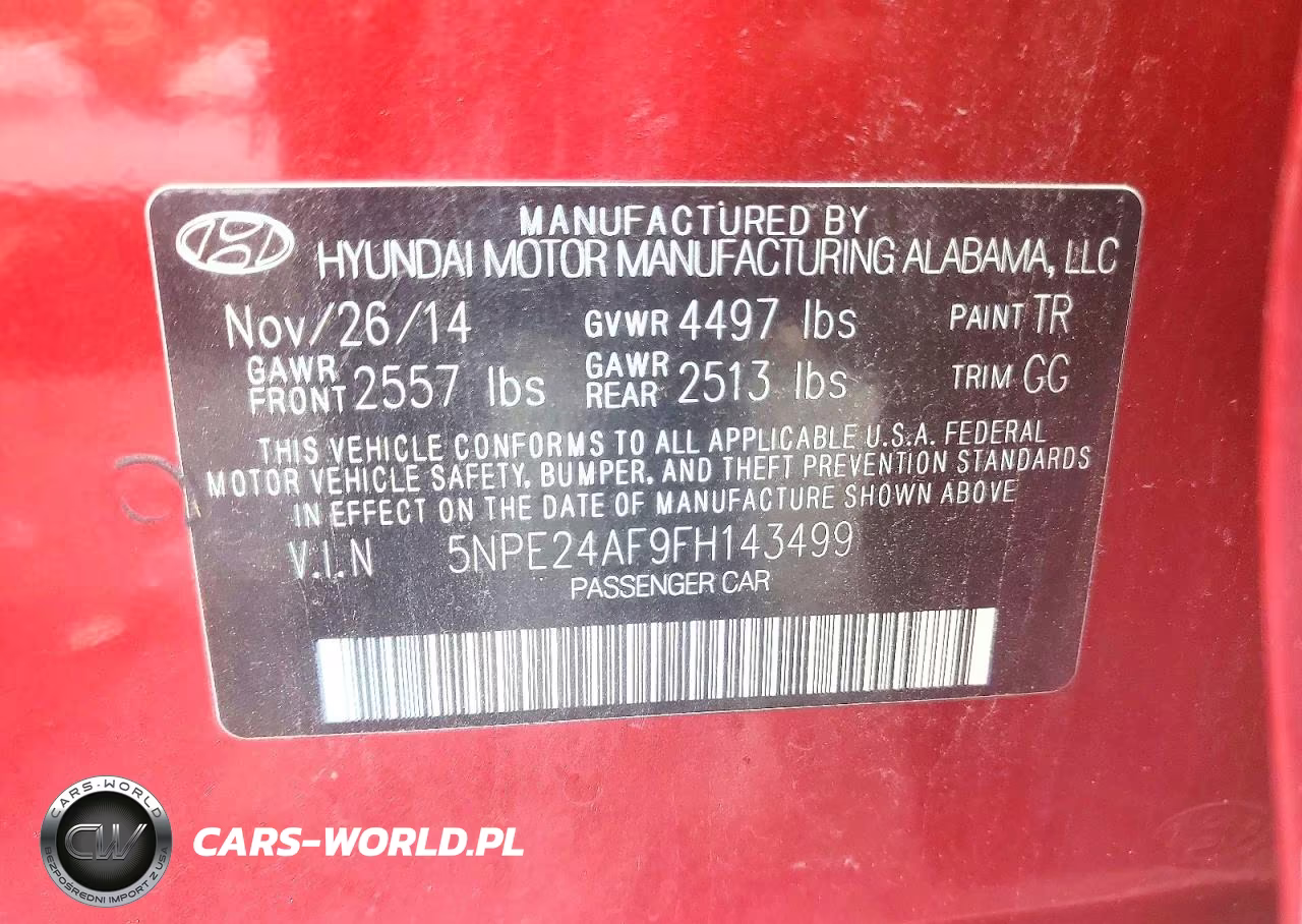 2015 Hyundai Sonata Se VIN:5NPE24AF9FH143499 - 12