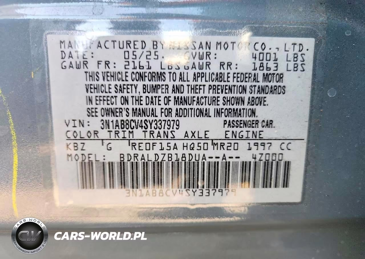 2025 Nissan Sentra Sv VIN:3N1AB8CV4SY337979 - 12