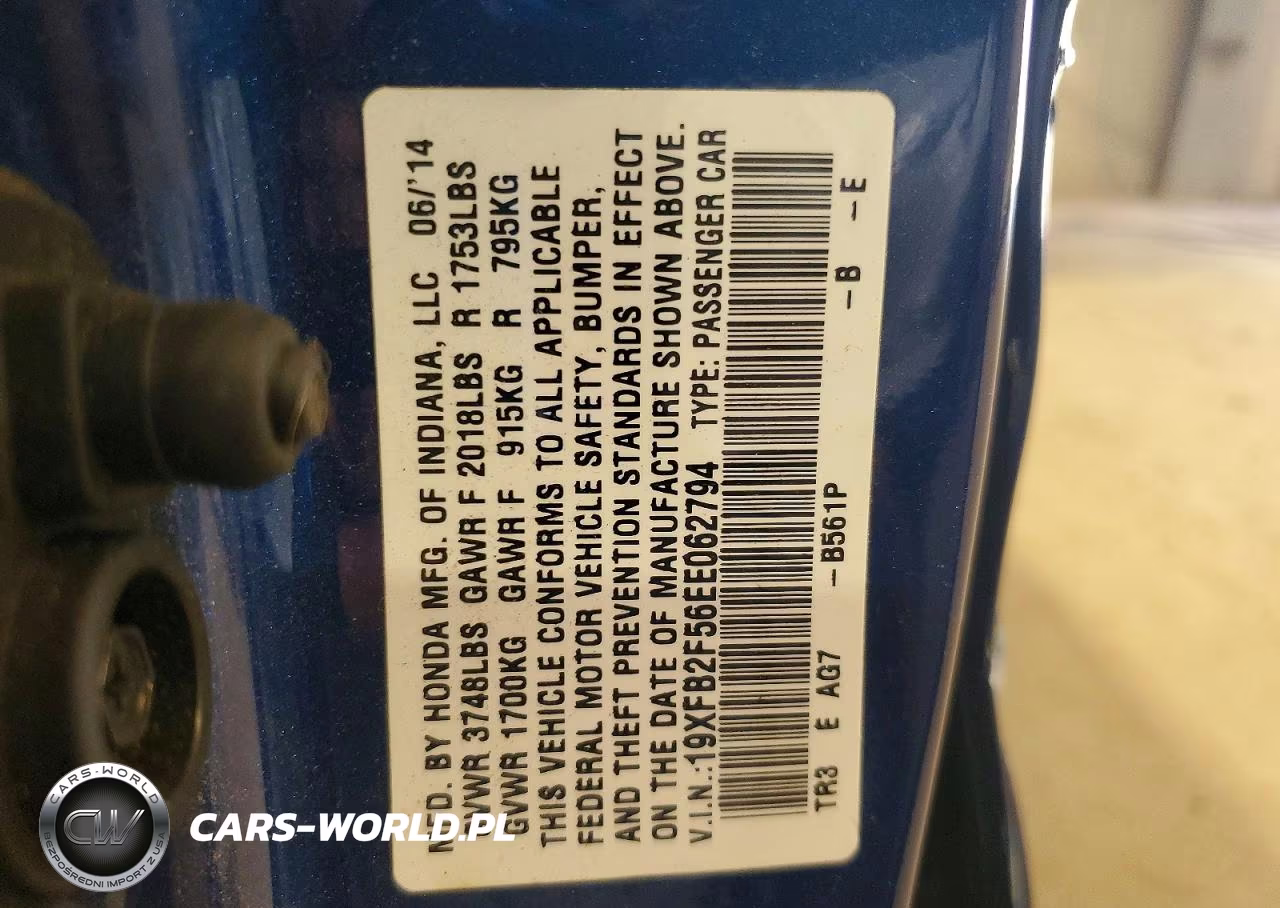 2014 Honda Civic Lx VIN:19XFB2F56EE062794 - 12