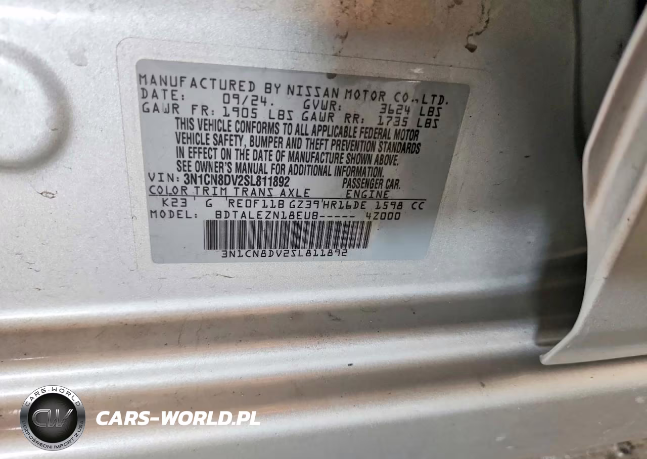 2025 Nissan Versa VIN:3N1CN8DV2SL811892 - 13