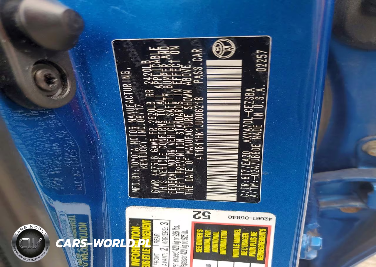 2018 Toyota Camry Se VIN:4T1B11HK1JU006218 - 12