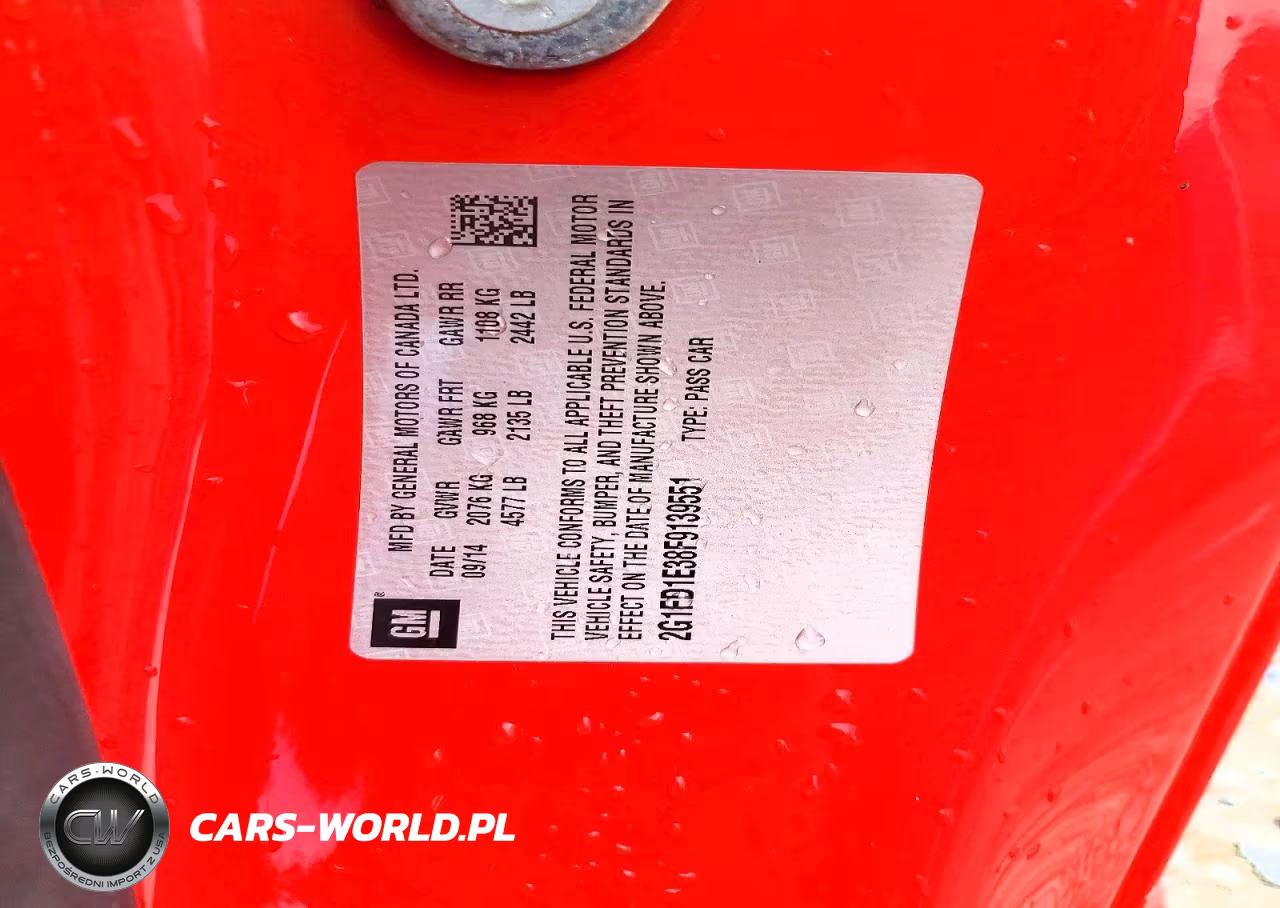 2015 Chevrolet Camaro Lt VIN:2G1FD1E38F9139551 - 12