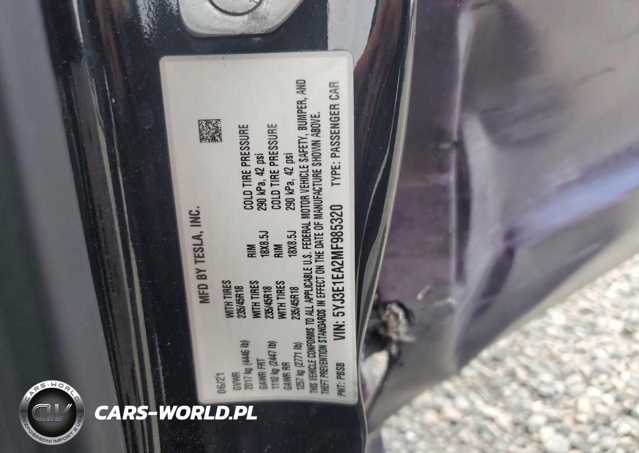 2021 Tesla Model 3 VIN:5YJ3E1EA2MF985320 - 12