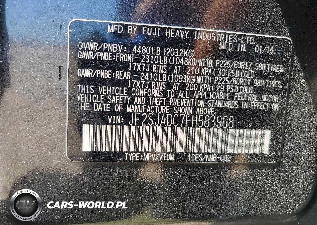 2015 Subaru Forester 2.5I Premium VIN:JF2SJADC7FH583968 - 13