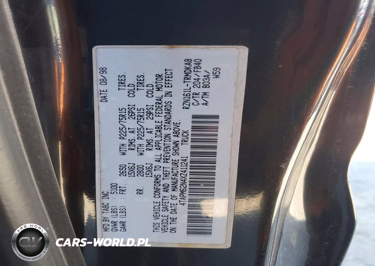 1999 Toyota Tacoma Base VIN:4TAPM62N4XZ411241 - 13