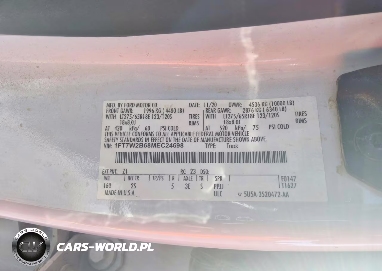 2021 Ford F250 Super Duty VIN:1FT7W2B68MEC24698 - 12