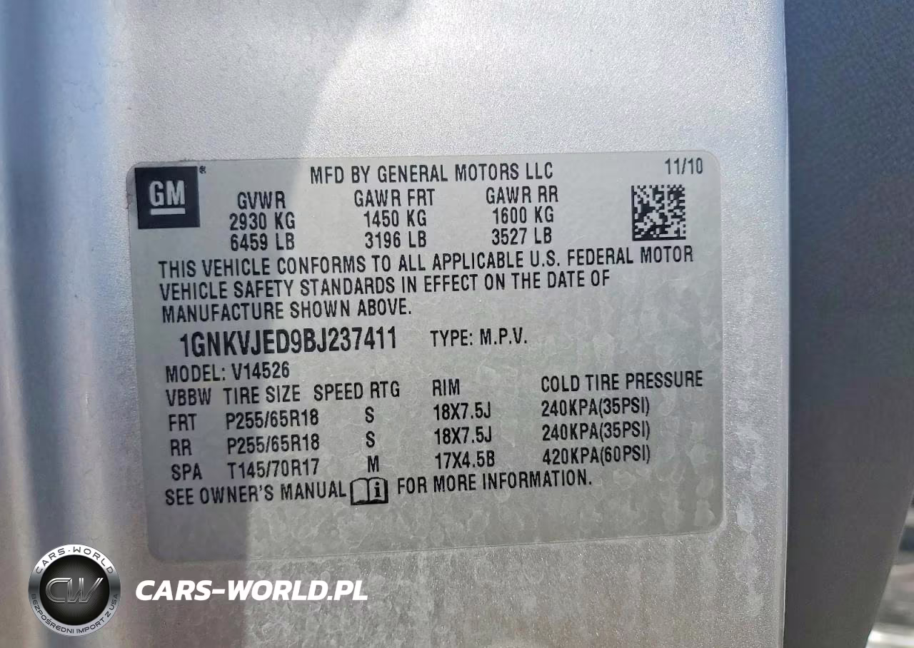 2011 Chevrolet Traverse Lt VIN:1GNKVJED9BJ237411 - 13