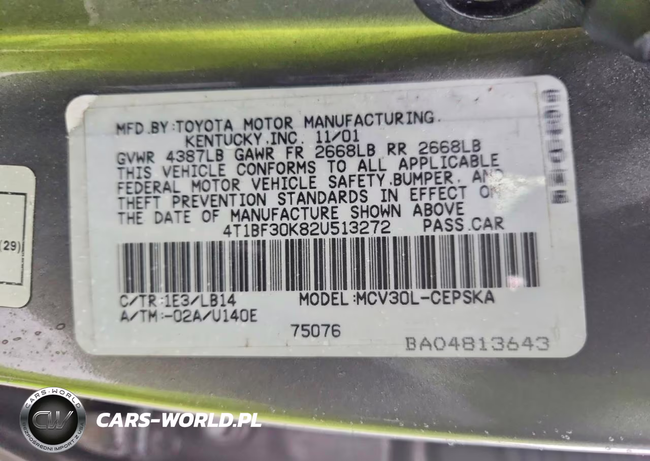 2002 Toyota Camry Se V6 VIN:4T1BF30K82U513272 - 12