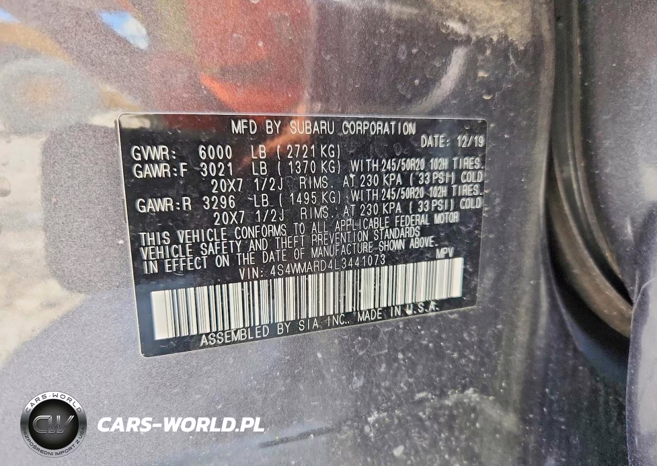 2020 Subaru Ascent Touring VIN:4S4WMARD4L3441073 - 13
