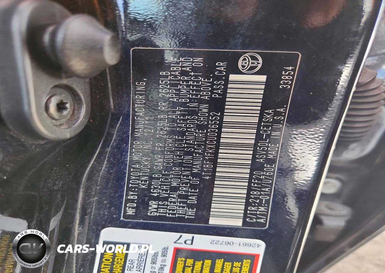 2012 Toyota Camry Se VIN:4T1BF1FKXCU036552 - 12