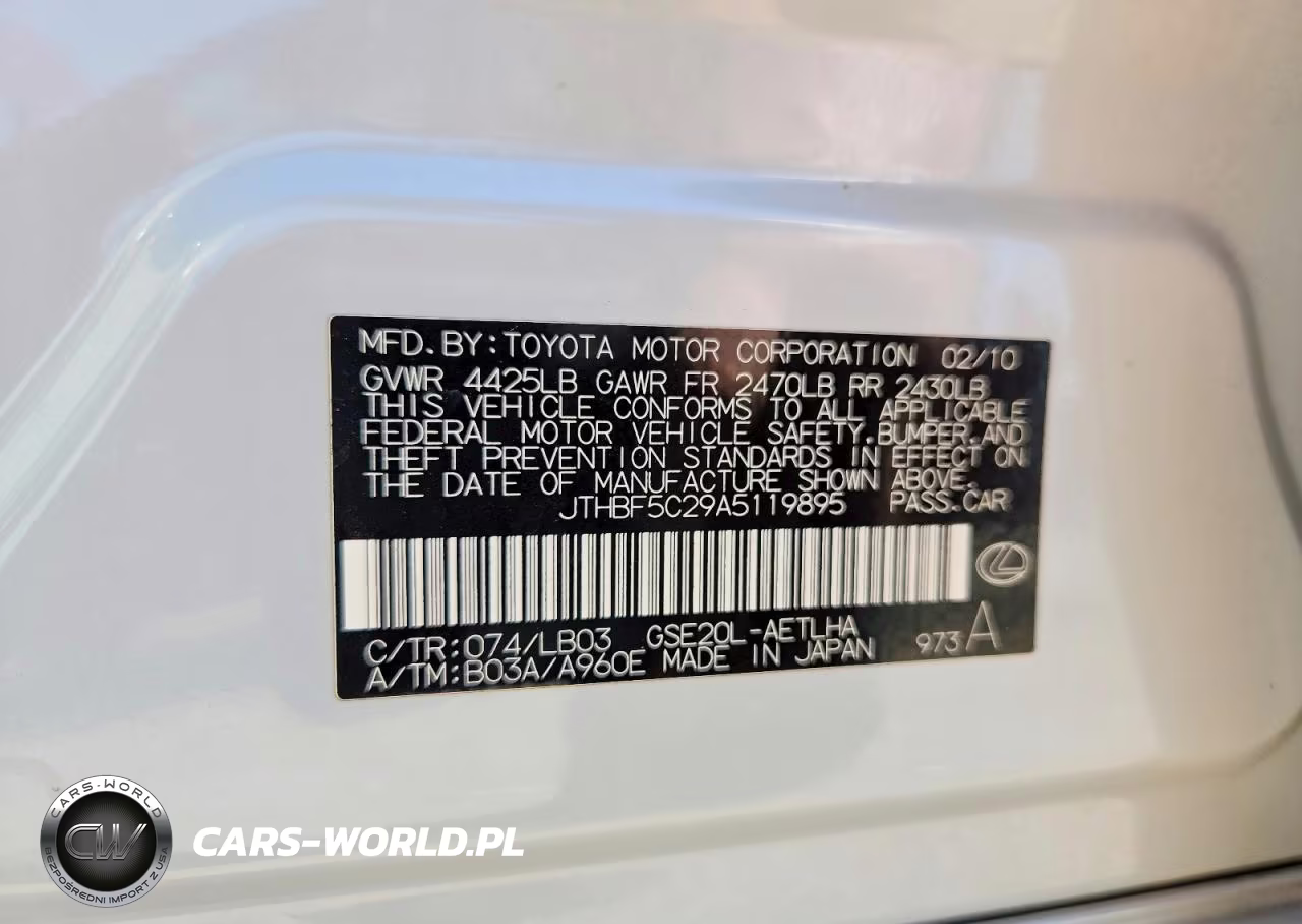 2010 Lexus Is 250 VIN:JTHBF5C29A5119895 - 12