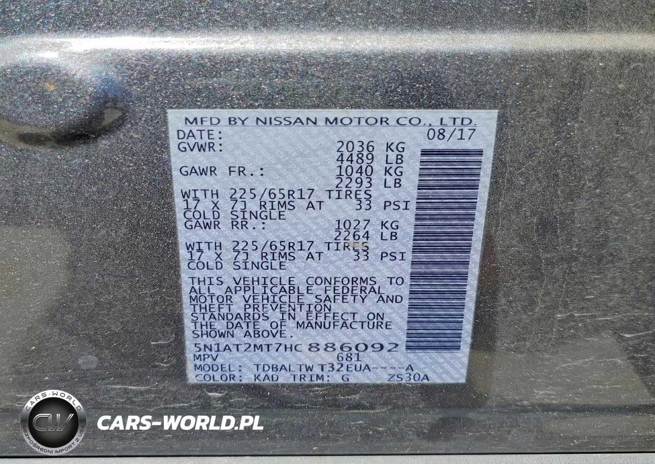 2017 Nissan Rogue Sv VIN:5N1AT2MT7HC886092 - 13