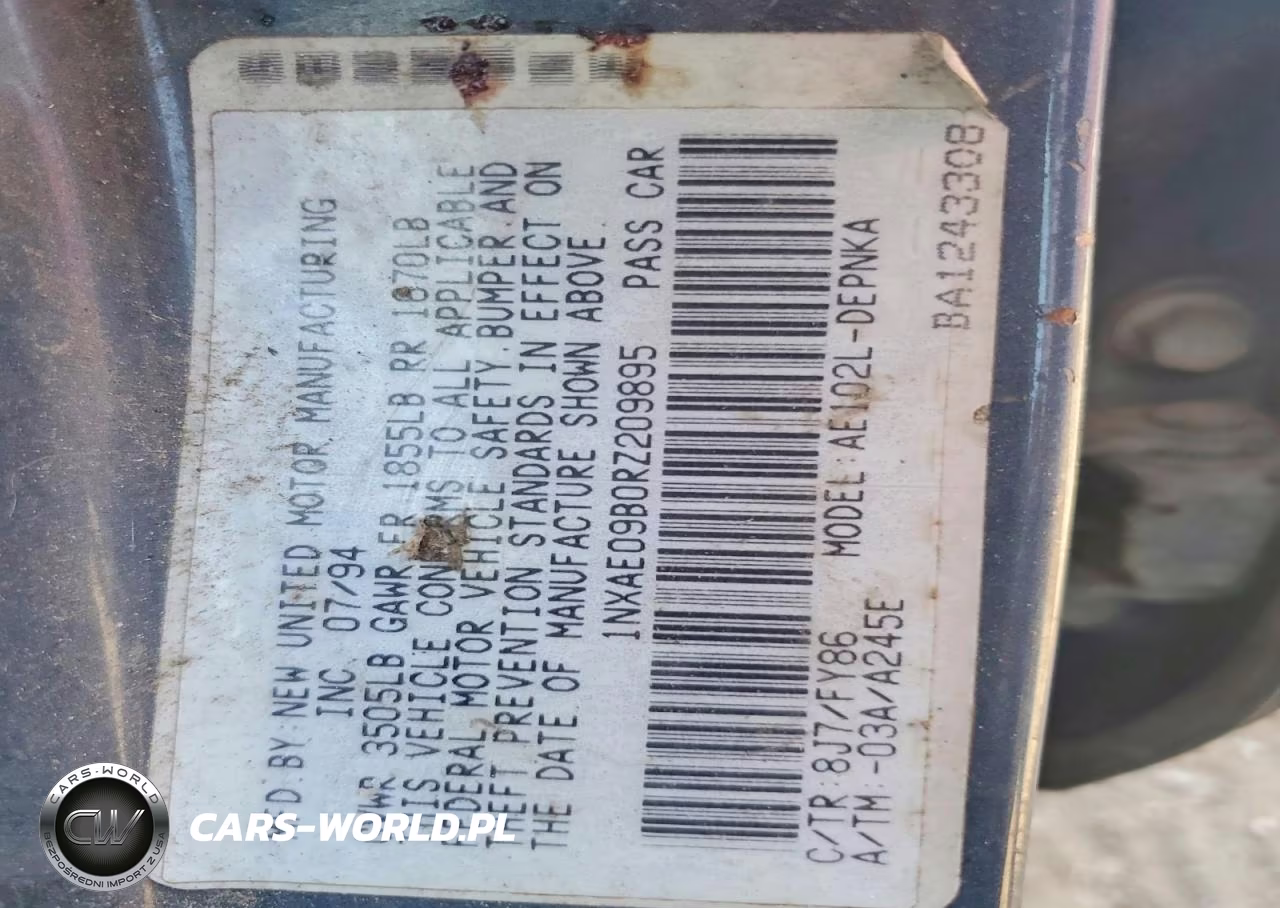 1994 Toyota Corolla Dx VIN:1NXAE09B0RZ209895 - 12