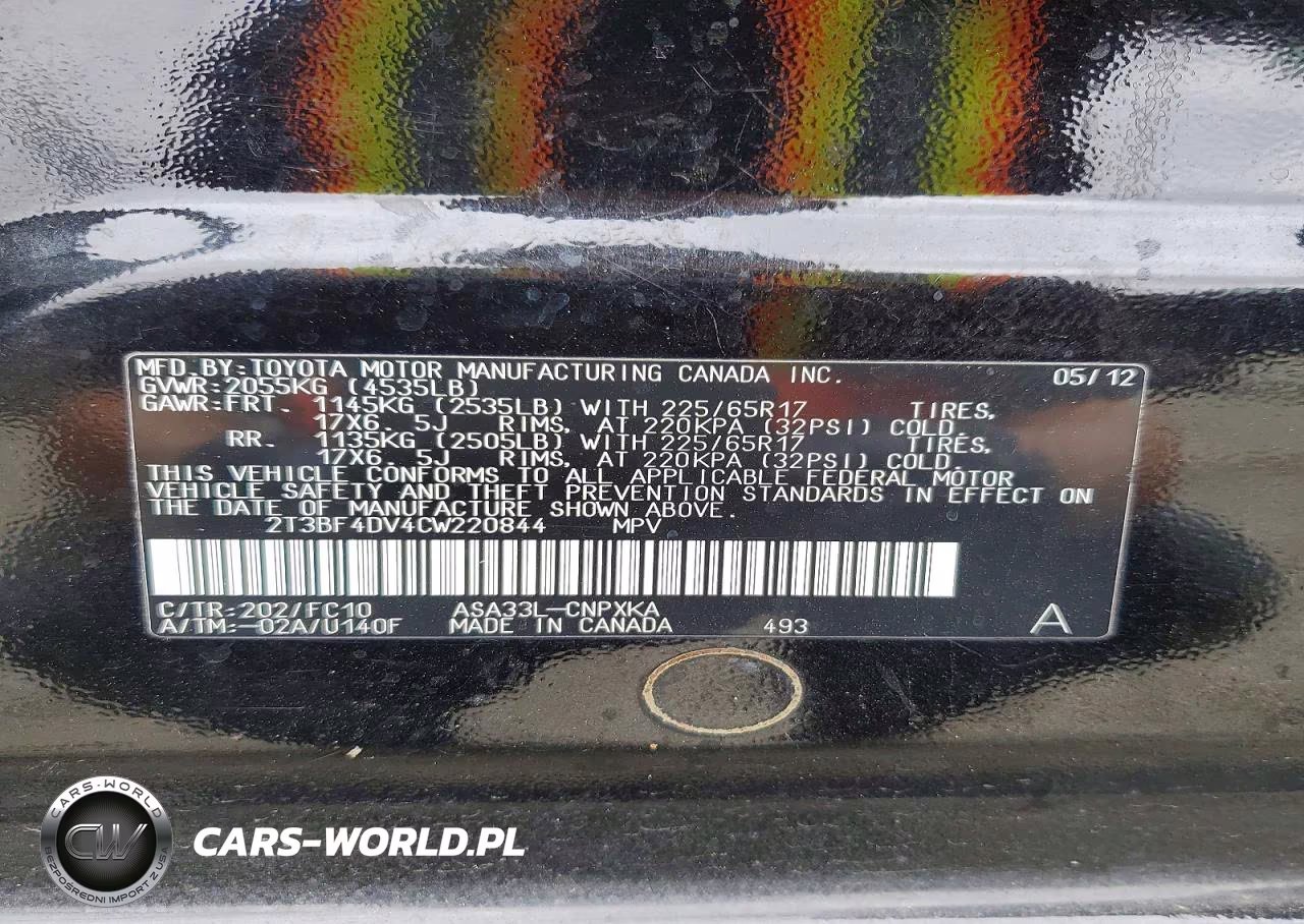 2012 Toyota Rav4 Base VIN:2T3BF4DV4CW220844 - 13