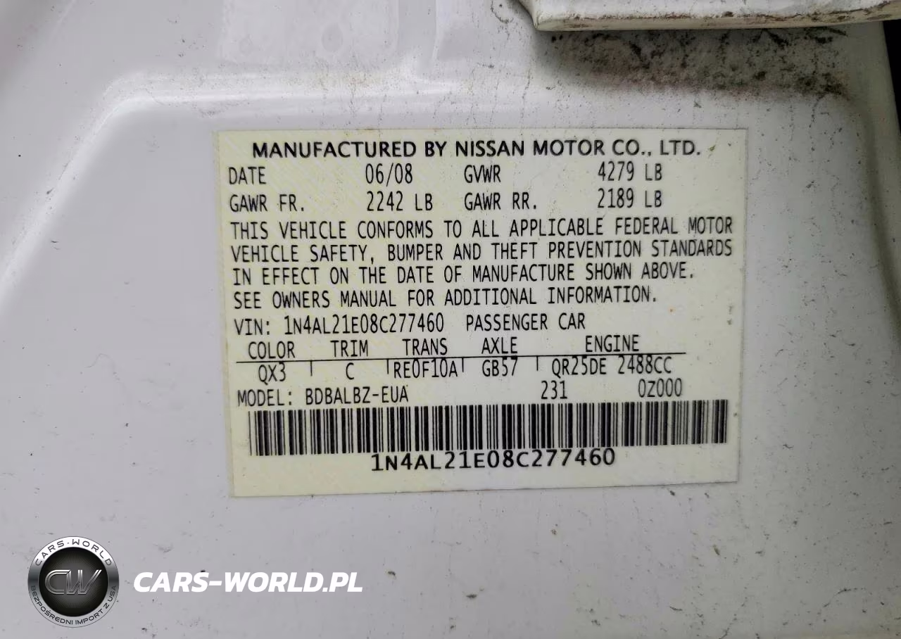 2008 Nissan Altima 2.5 VIN:1N4AL21E08C277460 - 12