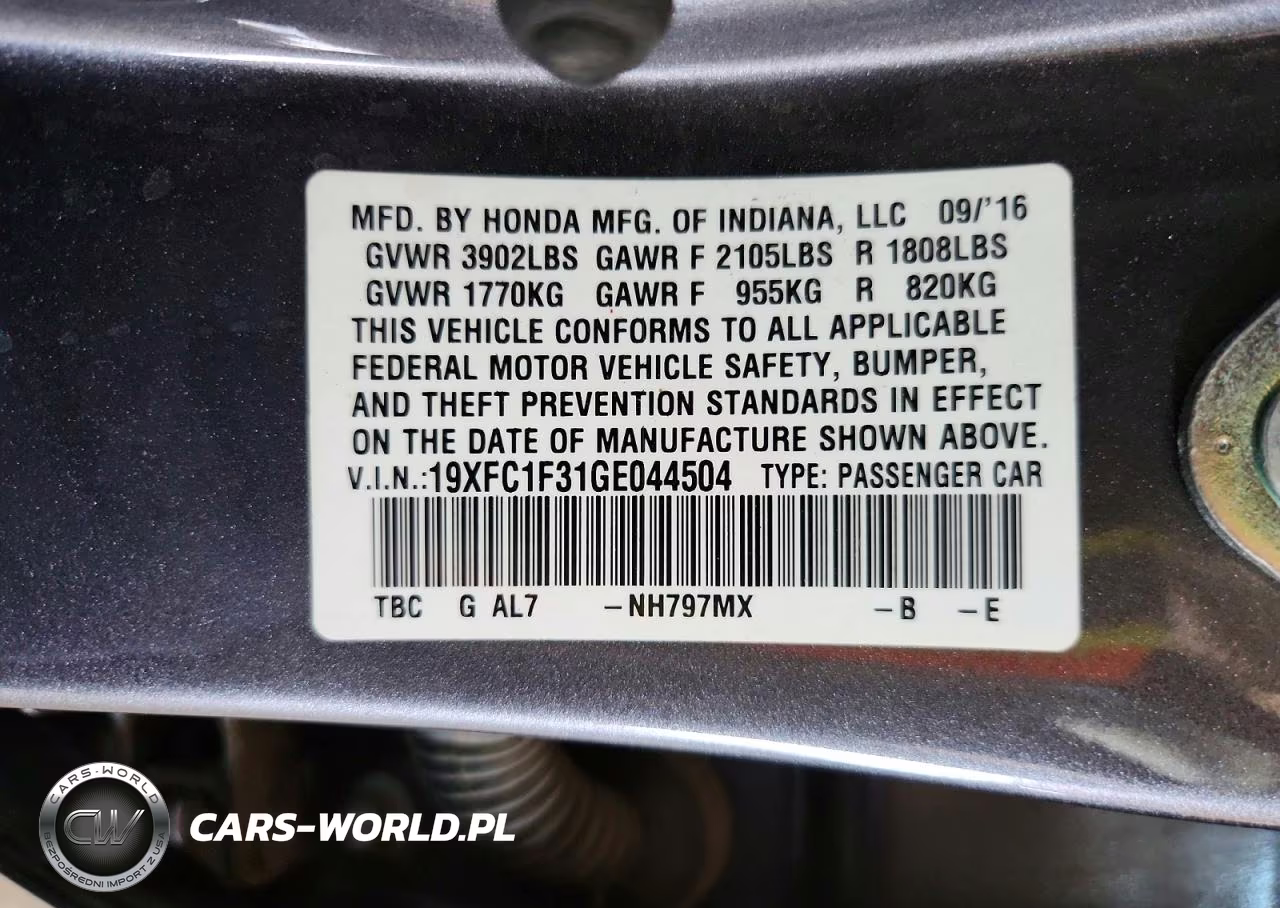 2016 Honda Civic Ex VIN:19XFC1F31GE044504 - 13