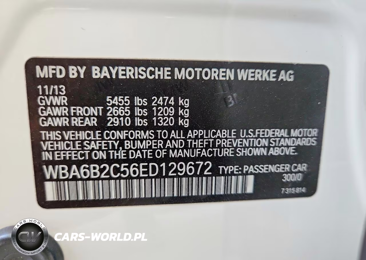 2014 BMW 650I Gran Coupe VIN:WBA6B2C56ED129672 - 12