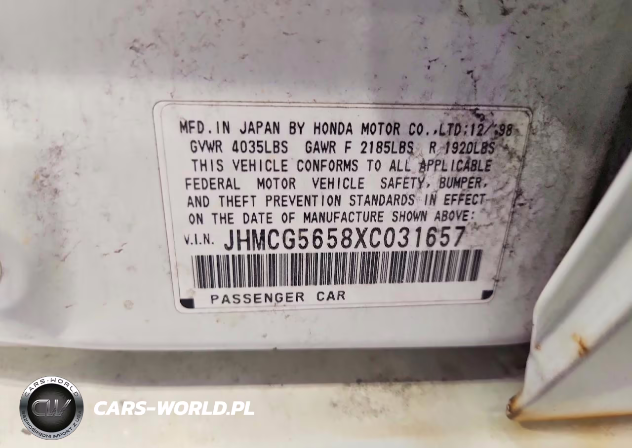 1999 Honda Accord Ex VIN:JHMCG5658XC031657 - 12