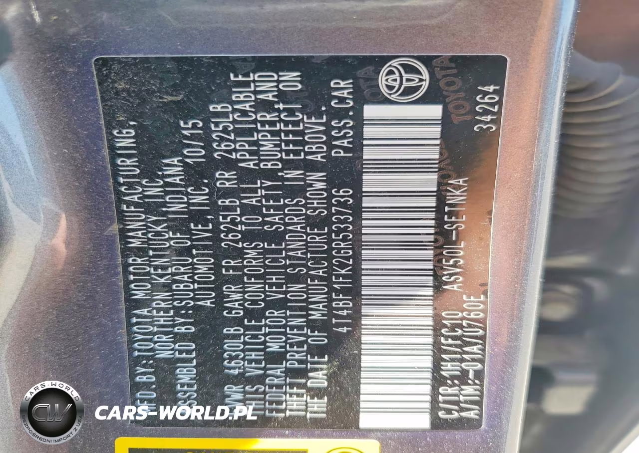 2016 Toyota Camry Le VIN:4T4BF1FK2GR533736 - 12
