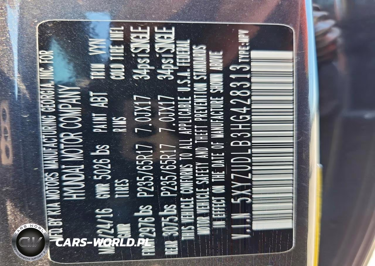 2017 Hyundai Santa Fe Sport 2.4L VIN:5XYZUDLB3HG428313 - 12