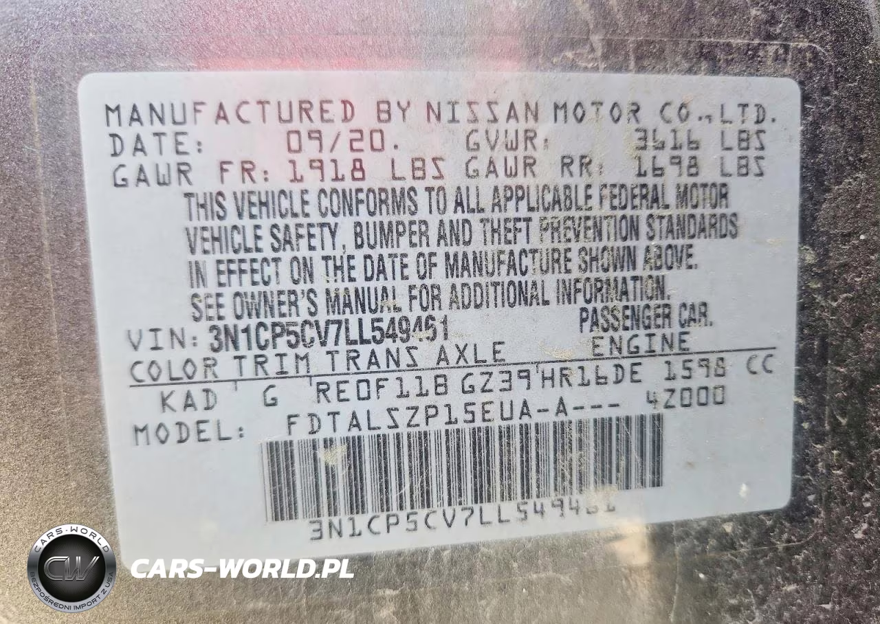 2020 Nissan Kicks Sv VIN:3N1CP5CV7LL549461 - 14