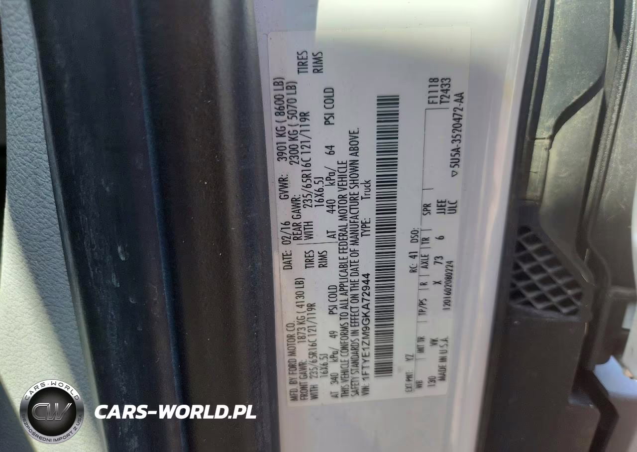 2016 Ford Transit T-150 Delivery Van VIN:1FTYE1ZM9GKA72944 - 13