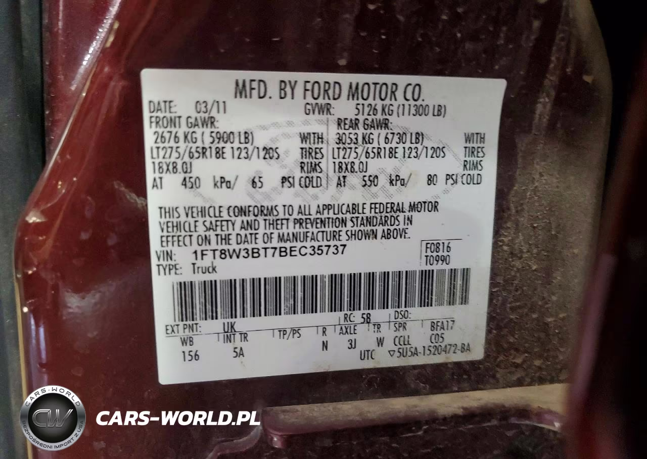 2011 Ford F350 Super Duty VIN:1FT8W3BT7BEC35737 - 13