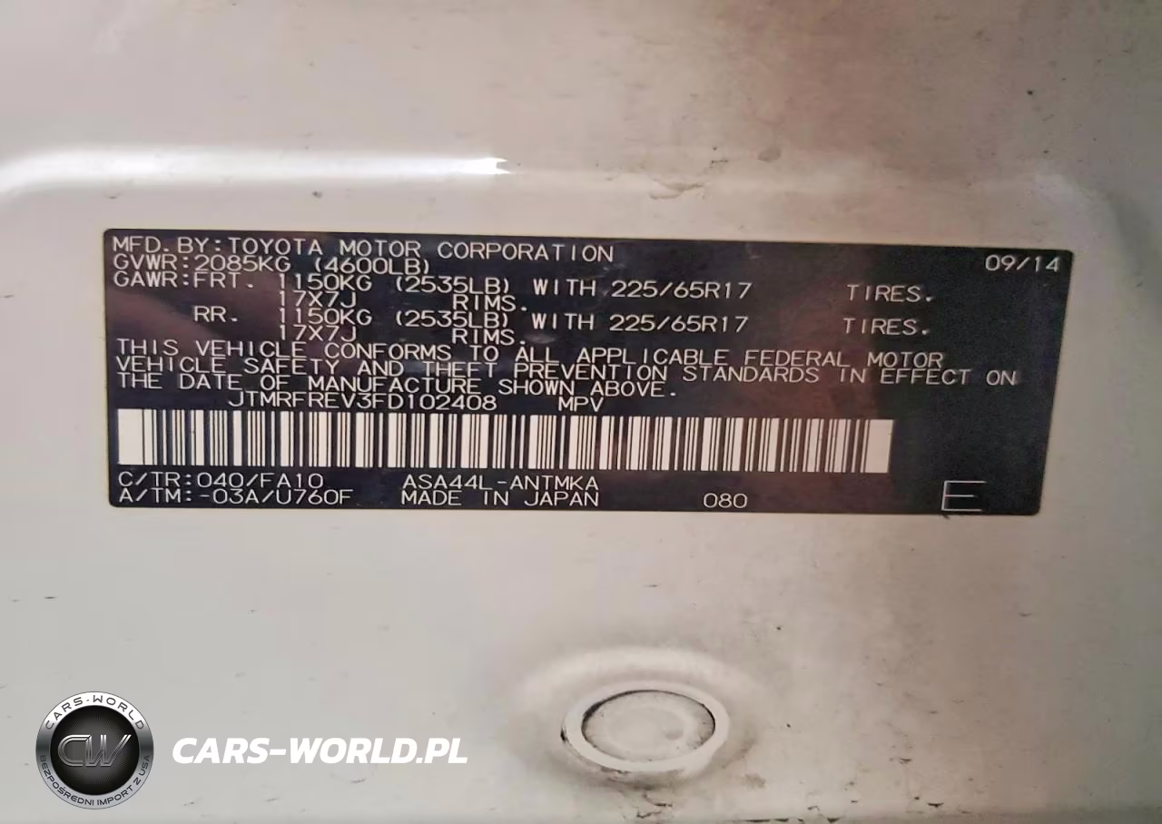 2015 Toyota Rav4 Xle VIN:JTMRFREV3FD102408 - 13