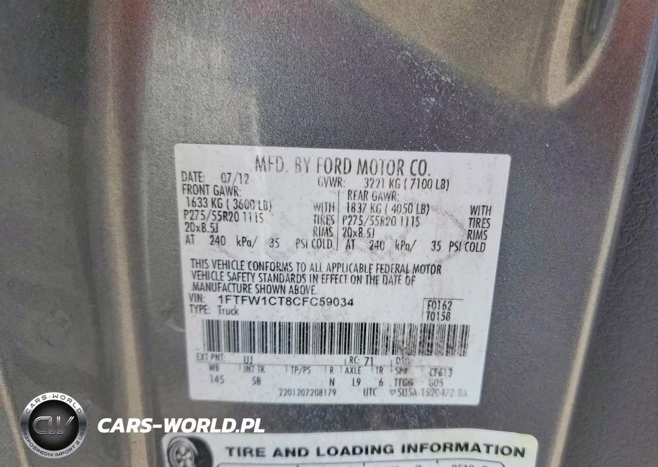 2012 Ford F150 Supercrew VIN:1FTFW1CT8CFC59034 - 12