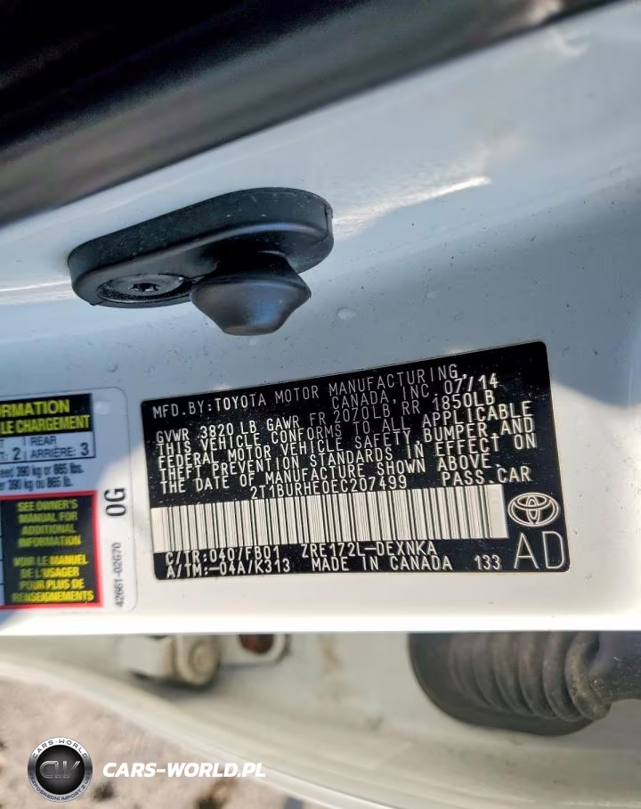 2014 Toyota Corolla Le VIN:2T1BURHE0EC207499 - 12