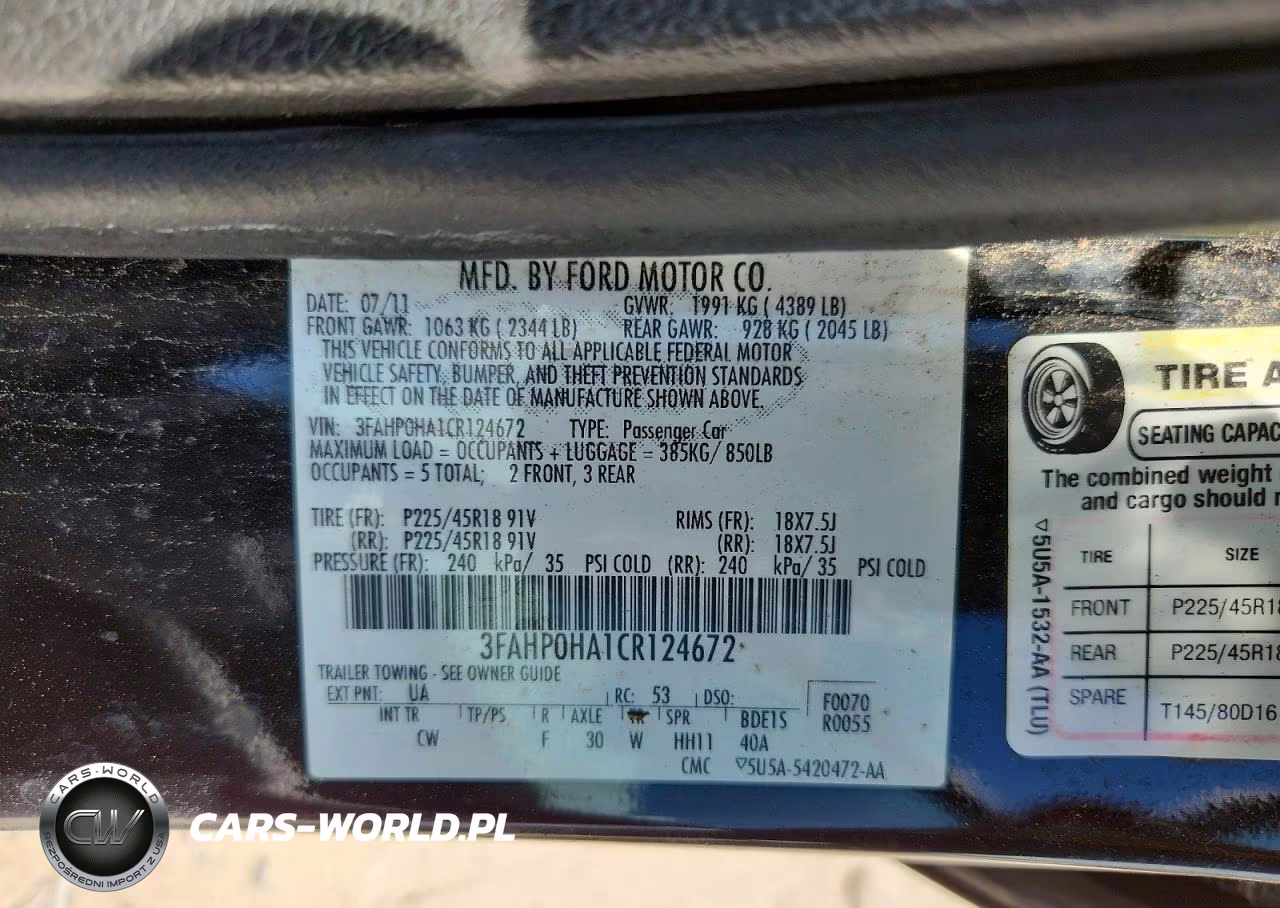 2012 Ford Fusion Se VIN:3FAHP0HA1CR124672 - 12