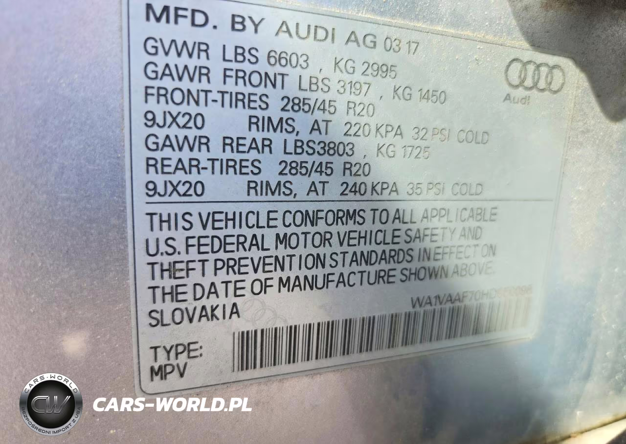 2017 Audi Q7 Prestige VIN:WA1VAAF70HD050098 - 14