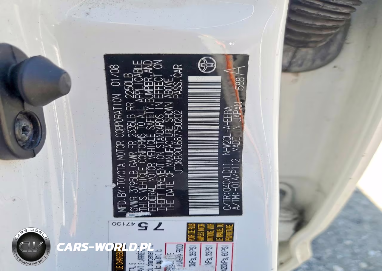 2008 Toyota Prius Base VIN:JTDKB20U687750202 - 13