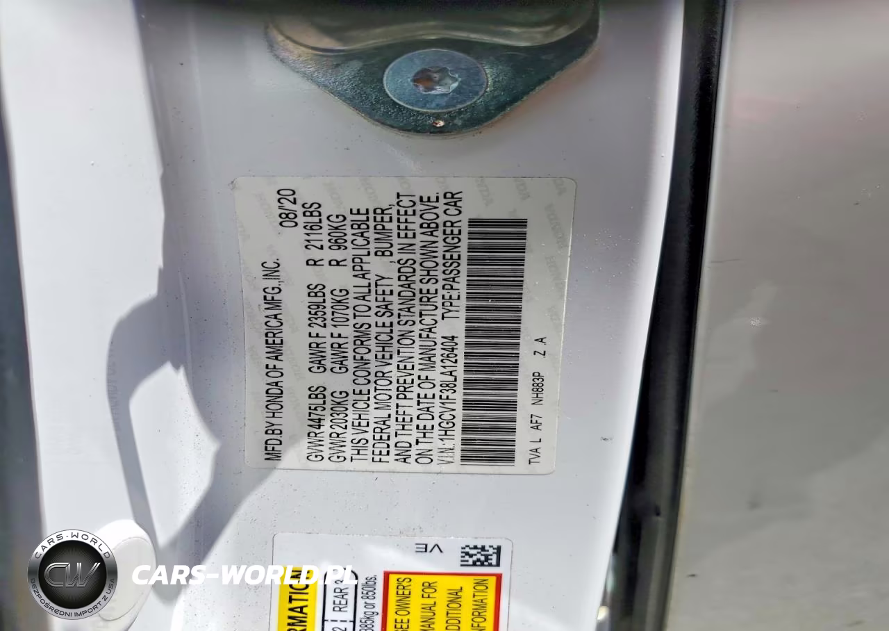 2020 Honda Accord Sport VIN:1HGCV1F38LA126404 - 12