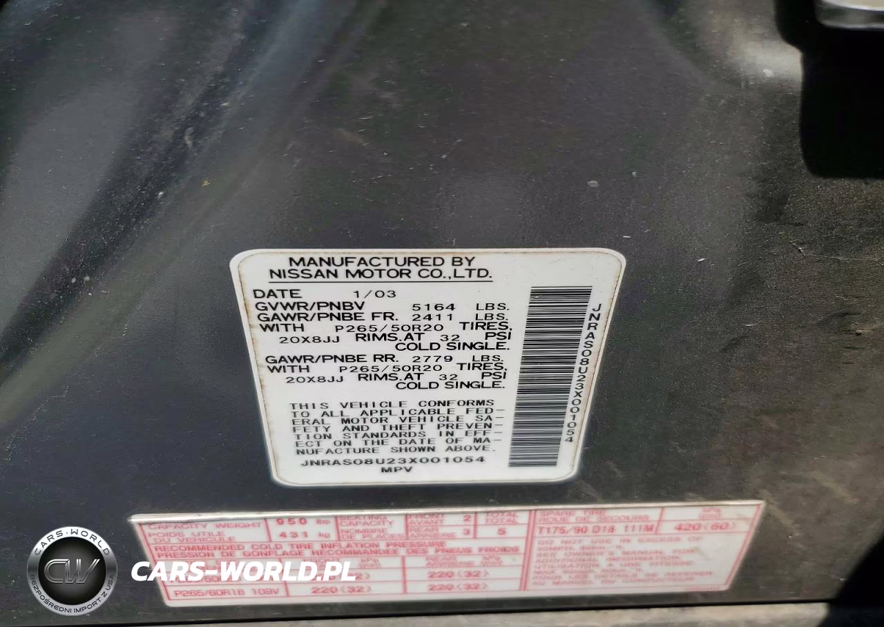 2003 Infiniti Fx35 Base VIN:JNRAS08U23X001054 - 13