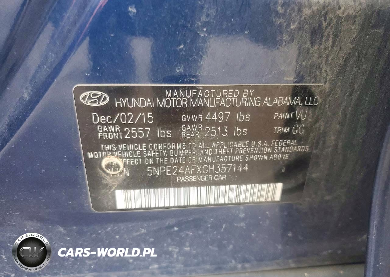 2016 Hyundai Sonata Se VIN:5NPE24AFXGH357144 - 12