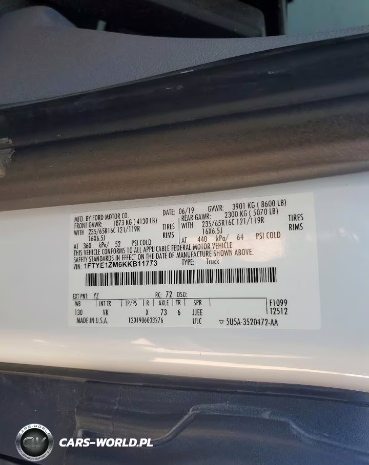 2019 Ford Transit T-150 VIN:1FTYE1ZM6KKB11773 - 12