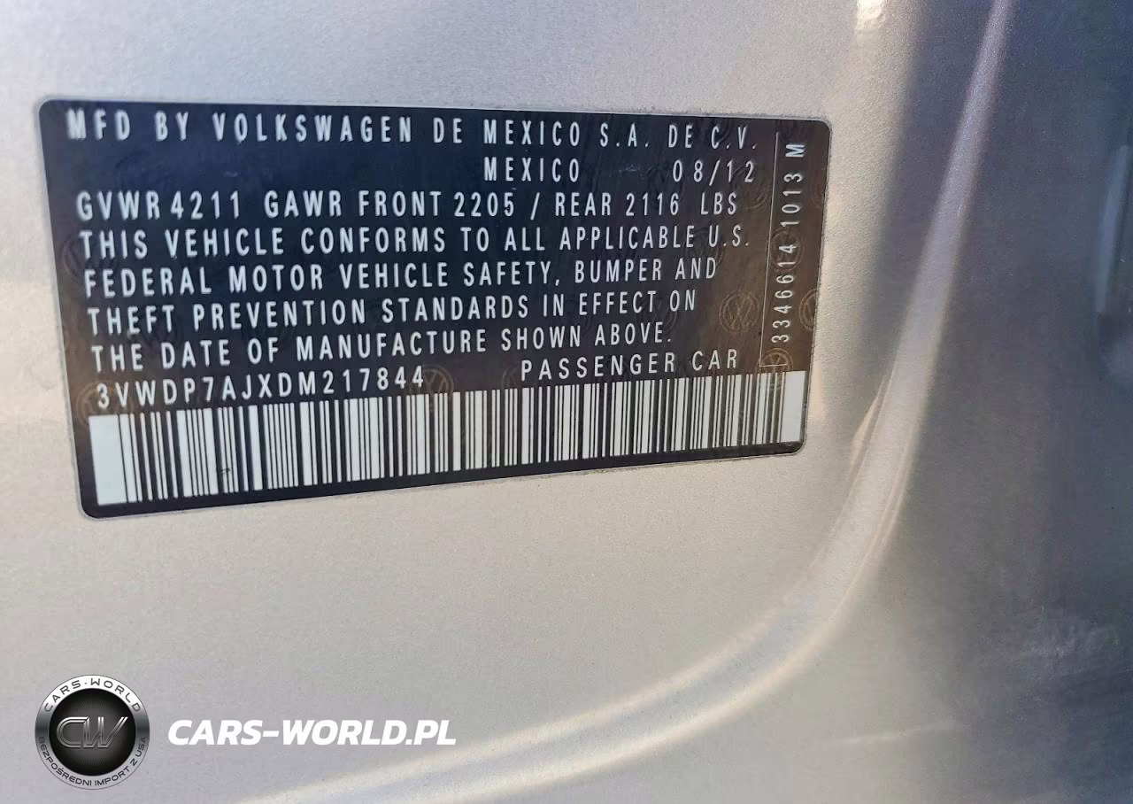 2013 Volkswagen Jetta Se VIN:3VWDP7AJXDM217844 - 12