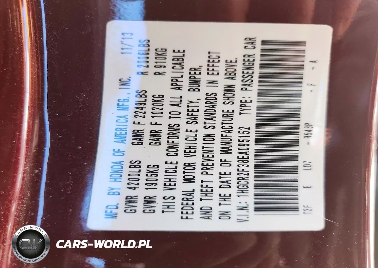 2014 Honda Accord Lx VIN:1HGCR2F38EA095152 - 13