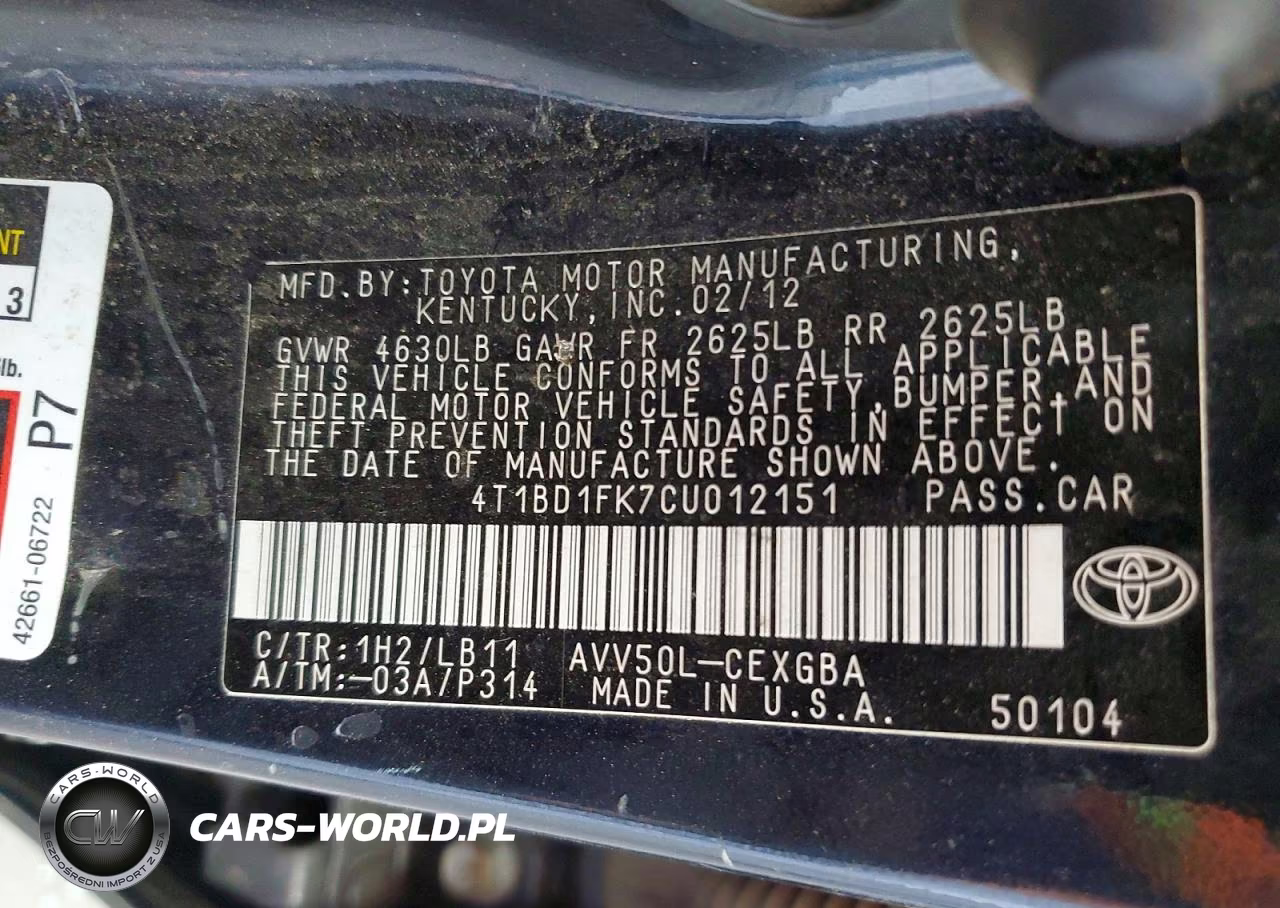 2012 Toyota Camry Hybrid Xle VIN:4T1BD1FK7CU012151 - 13