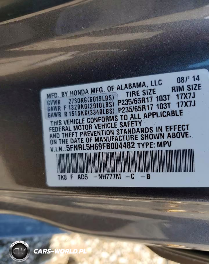 2015 Honda Odyssey Exl VIN:5FNRL5H69FB004482 - 14