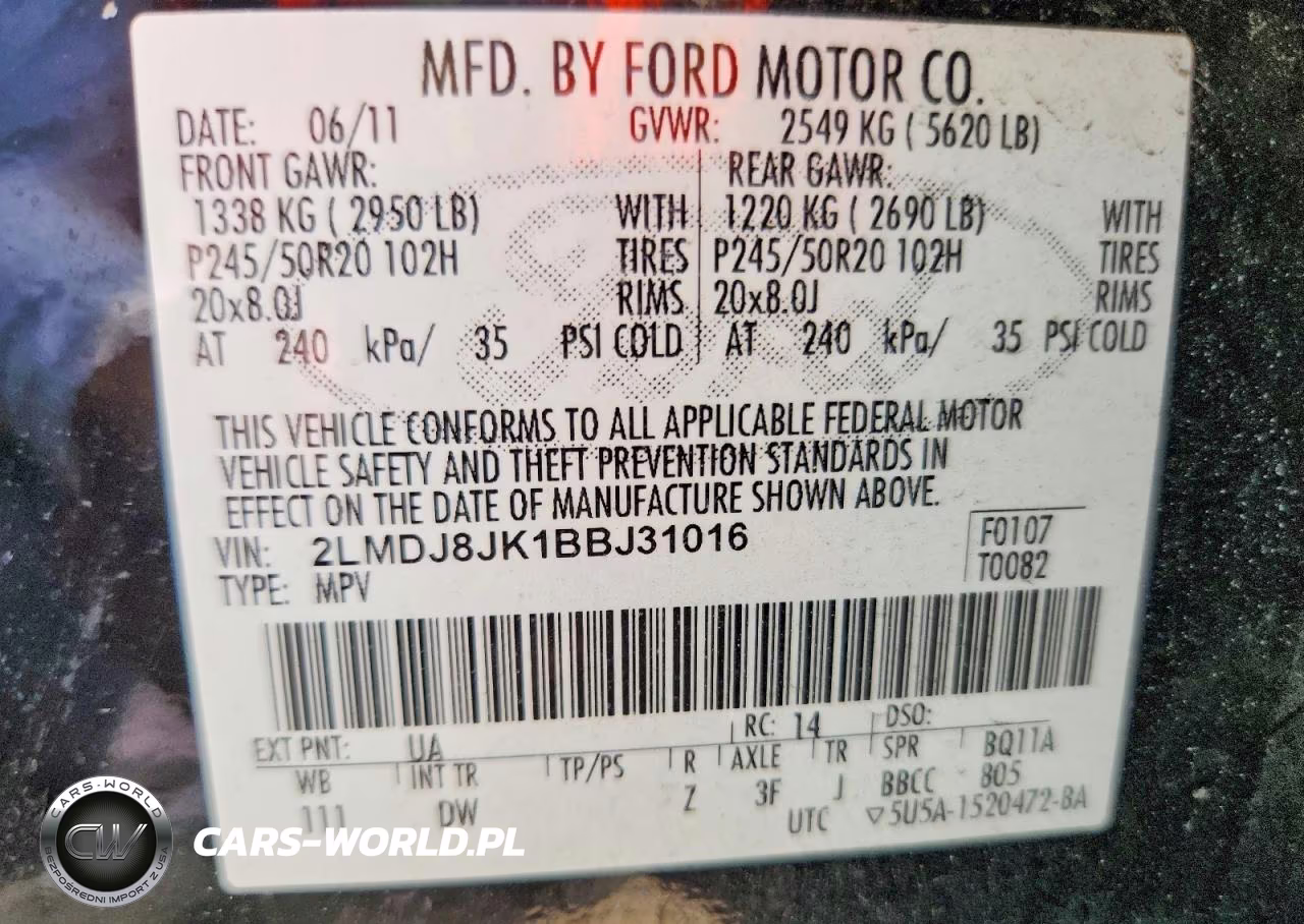 2011 Lincoln Mkx VIN:2LMDJ8JK1BBJ31016 - 13