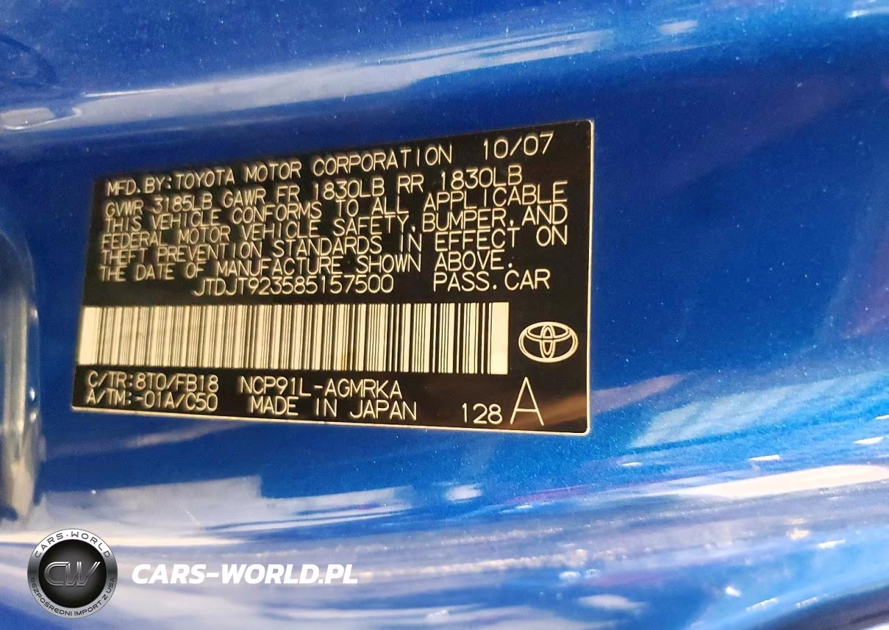 2008 Toyota Yaris Base VIN:JTDJT923585157500 - 12